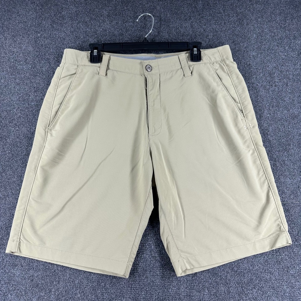 Under Armour Golf Shorts Mens 36 Tan HeatGear Loose Fit Performance Athletic